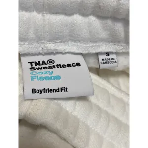 Aritzia TNA Sweatfleece Women's White Boyfriend Fit Lounge Mini Shorts Size S thumbnail 3