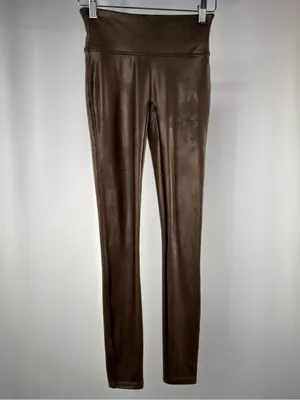 SPANX Faux Leather Leggings In Bronze Metal Size XS thumbnail 2