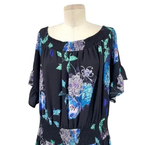 City Chic Suzu Floral Maxi Off the Shoulder Dress Black Plus Size‎ 22 thumbnail 4