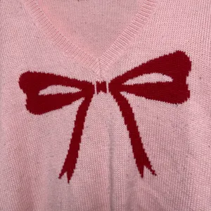 Wildfox Women Sweater Large Pink Bow Distressed V-Neck Oversized Pullover thumbnail 5