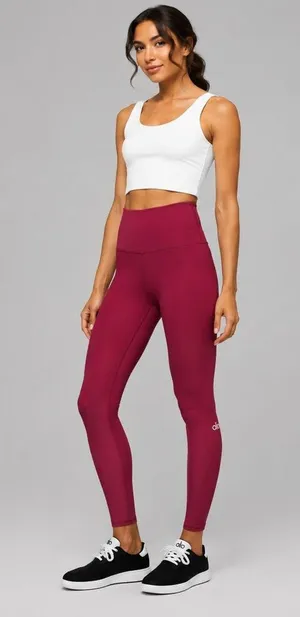 Alo Yoga High Waist Airlift Leggings Red Small 28" Inseam Activewear Yoga FLAWED thumbnail 1