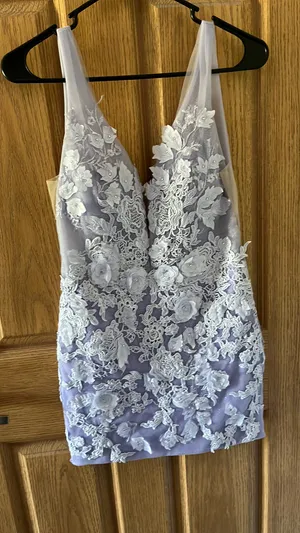 Purple Floral Homecoming Dress thumbnail 1