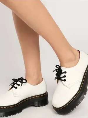 Dr. Martens women White Leather Platform Oxfords smooth shoesUS 6 thumbnail 5