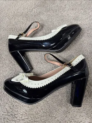 Women’s Black Chunky Heel Mary Jane Pumps Cute Bow Round Toe Size 9.5 NEW thumbnail 6