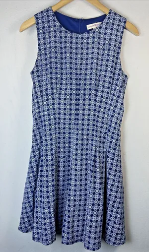 Altar'd State Medium Dress Fit & Flare Sleeveless Pleated Blue vintage lined thumbnail 1