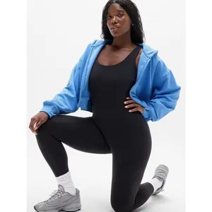 Athleta M Forever Fleece Ultra Crop Cornflower Blue Medium thumbnail 5