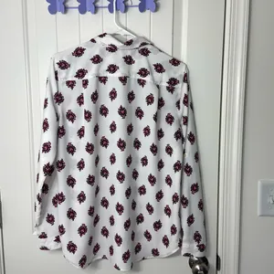 EUC LOFT women’s white pink printed pattern full button front long‎ sleeve shirt thumbnail 6