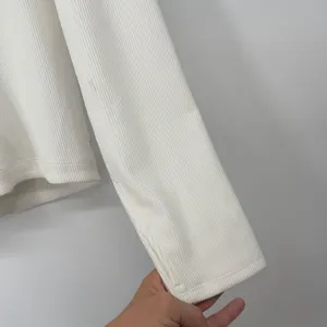 Athleta White Ribbed Full Zip Jacket Mock‎ Neck Thumbholes Plus Size 3X thumbnail 4