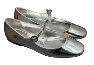 Larroude Blair Silver Metallic Patent Mary Jane Flat - size 7 thumbnail 1