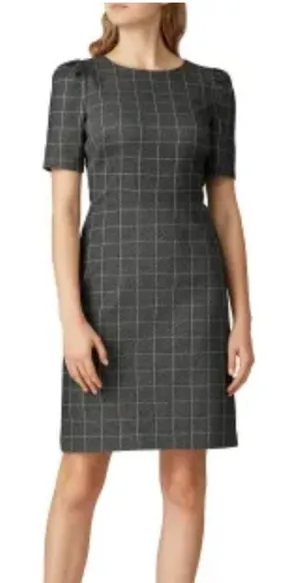 Ralph Lauren Women’s Windowpane Puff Sleeve Dress Size 16 Fully Lined Office EUC thumbnail 1