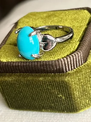 Turquoise and White Topaz Titanium Steel Silver Band Size 8 thumbnail 4