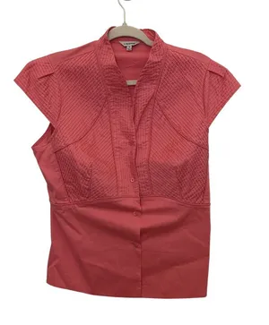 J. Peterman Women’s Size 14 Coral Pink Pintuck Button Front Blouse thumbnail 1