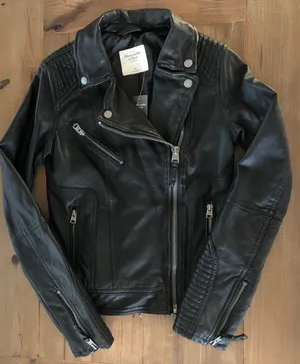 Abercrombie NWT Black Leather Jacket thumbnail 3