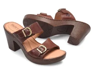 BORN Wallowa Brown Leather Platform Mule Sandal Size 9 F64503 NEW thumbnail 1