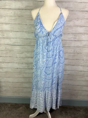 Hollister Blue Paisley Asymmetrical Halter Maxi Dress thumbnail 3