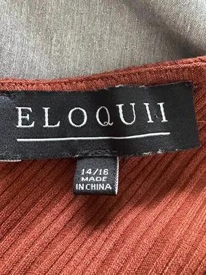 Eloquii Size 14/16 Rust Ribbed Wide Leg Belted Jumpsuit thumbnail 4