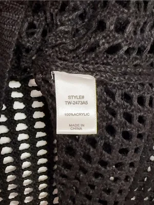 Zenana Black Open Knit Crochet Long Sleeve Cropped Bolero Shrug Top thumbnail 5