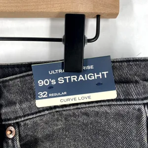 Abercrombie & Fitch Curve Love High Rise 90s Straight Jeans‎ Womens 32 Black thumbnail 4