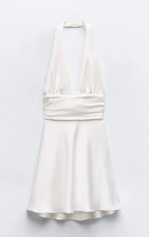 Zara halter dress satin effect bow back tied wedding party coctail shower thumbnail 11