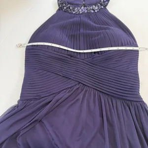 Alex Evenings Purple Beaded Sleeveless‎ Chiffon Halter Gown Size 8 Shawl thumbnail 10