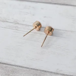 Vintage Stud Earrings - Dark Peach Tone Gem 0.5" thumbnail 4