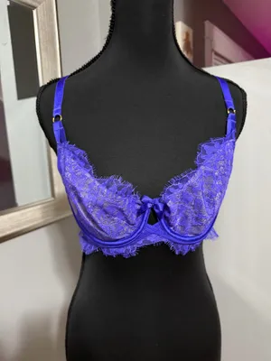 Victoria's Secret Shine Strap Unlined Low-Cut Lace Demi Bra Violetta 36C thumbnail 1