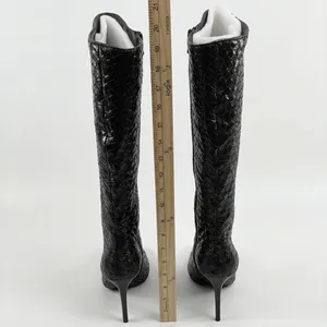 INC International Concepts Size-9.5M Black Woven High Stiletto Boots Pointed Toe thumbnail 6
