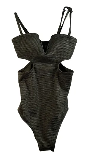 Aerie One Piece Full Coverage Swimsuit Olive Green Cutout V Neck XS‎ thumbnail 1