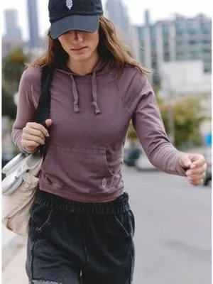 Free People Movement Hot Shot Hooded Long Sleeve Cocoa Medium NWOT thumbnail 1