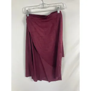 NWT Solemio Maroon Wrap Skirt Suede Size Medium thumbnail 3