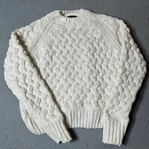 Kendall & Kylie Sweater Womens XS Cream‎ Crew Neck Long Sleeve Pullover Chunky thumbnail 1