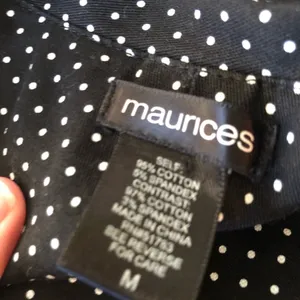 Maurices Black White Polka Dot Stretch Belted Trench Coat Double Breasted Sz. M thumbnail 6