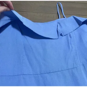 GB‎ Gianni Bini Blue Ruffle Mini Dress Fit and Flare Adjustable Straps Size M thumbnail 6