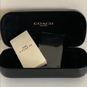 Coach sunglasses Case with cloth and papers Black leather Protective new thumbnail 1