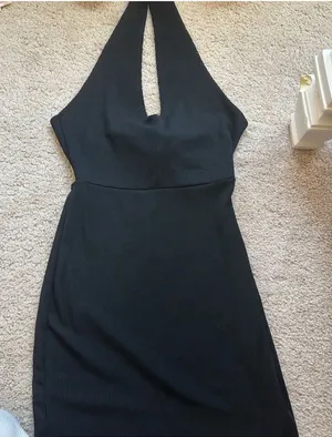 PrettyLittleThing Black Halter Mini Dress thumbnail 1