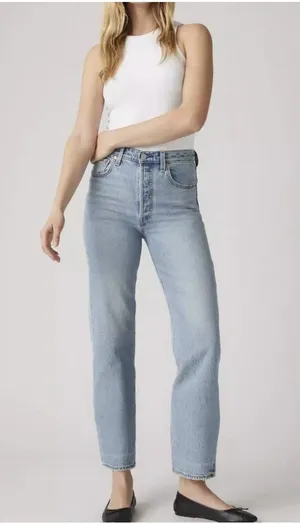 New Levi's Premium 27x29 Ribcage Straight Ankle Let's Share Medium Wash thumbnail 1