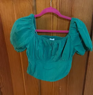 Green Corset Top Japna Puff Sleeve thumbnail 1
