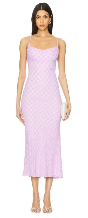 Bardot Adoni Mesh Midi Dress in Lilac Purple 6 New Womens Bodycon Stretch thumbnail 1