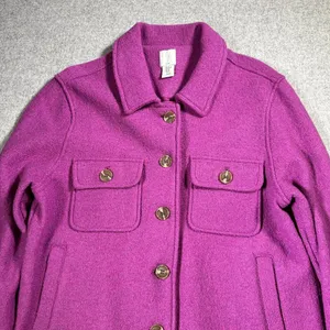 Joie Medium Jacket Button Boiled Wool Purple Pockets Shacket Womens Long Sleeve‎ thumbnail 8