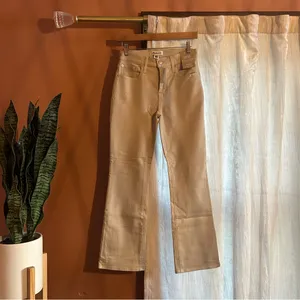 Madewell Kick Out‎ Crop Jeans Cali Flare Coated Pants Dune Tan Beige NWT Size 25 thumbnail 3