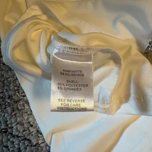 12th Tribe NWT White‎ Satin Asymmetrical Mini Dress Rhinestone Fringe Medium thumbnail 5