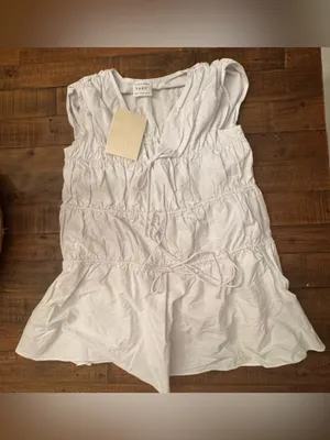 SABO‎ Joslin Ruched Drawstring Mini Dress White Size 6 thumbnail 2