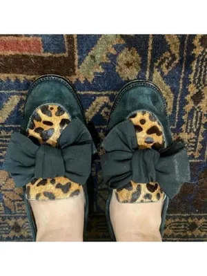 Botkier Violet Black Animal Printed Loafer Shoes Flats Work Career thumbnail 2