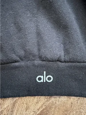 ALO Yoga Black Cropped Crewneck Sweatshirt thumbnail 5