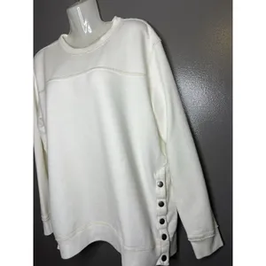 Abercrombie & Fitch Sweatshirt Womens Medium White Soft A&F Fleece Side Snap thumbnail 4