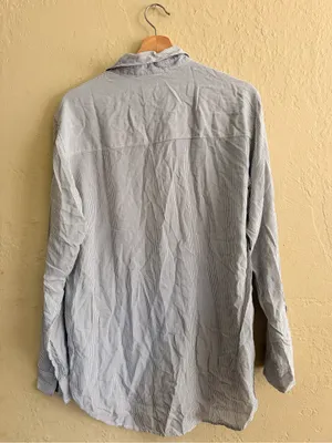 Abercrombie & Fitch Light Grey Striped Button-Down Shirt thumbnail 2
