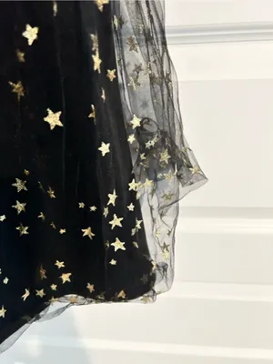 Lulus Favorite Moment Gold and Black Star Print Skater Dress Size S thumbnail 9