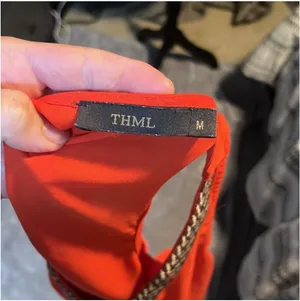 THML Orange Racerback Blouse with Chevron V-Neck Trim thumbnail 5