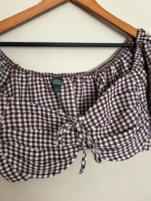 Wild Fable Gingham crop top (L) thumbnail 3