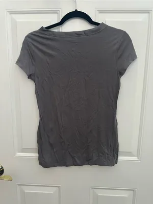 Banana Republic Classic Short Sleeve Crew Neck Top - Charcoal Gray thumbnail 6